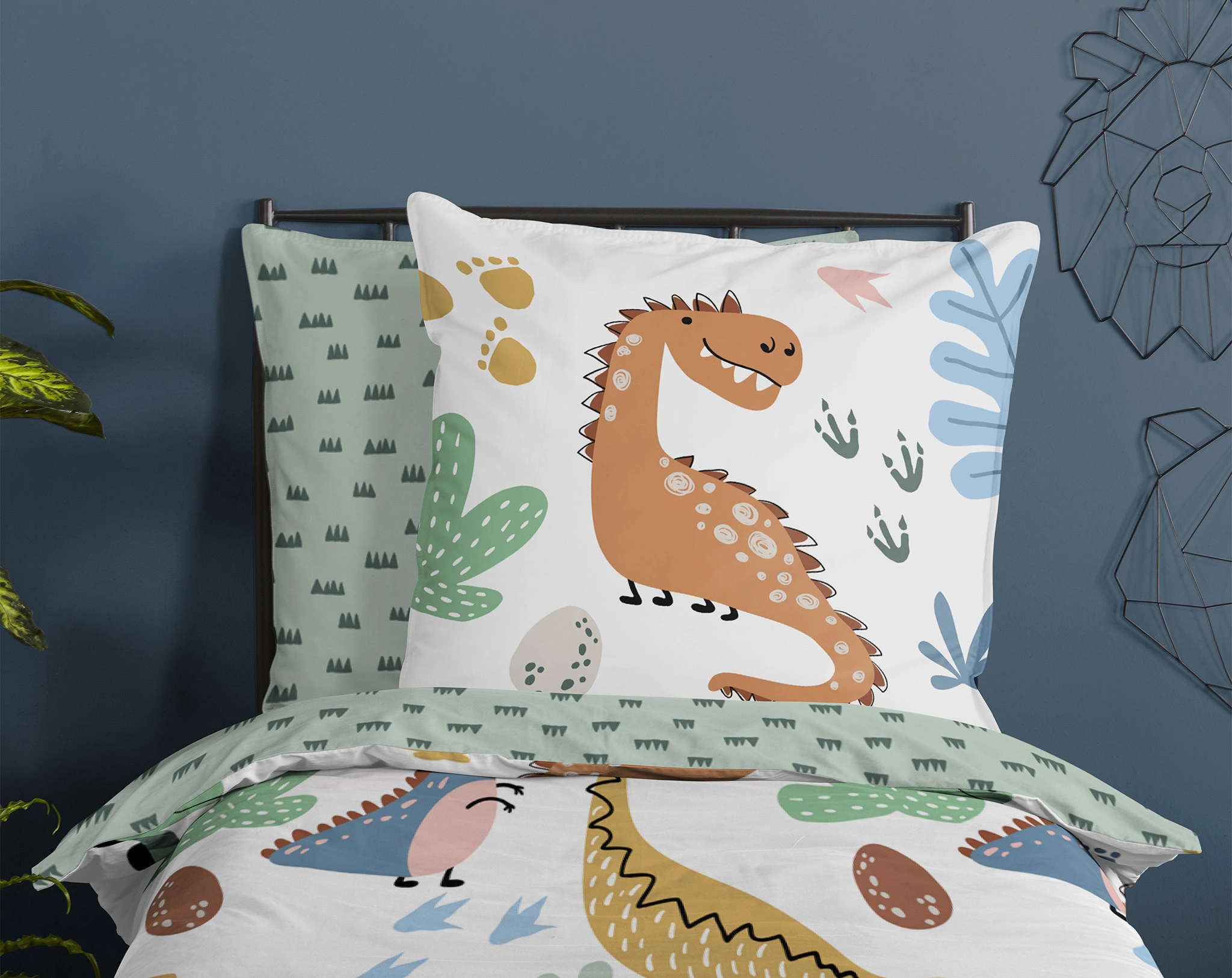 Bettwäsche DINO (80x80/135x200) in grün