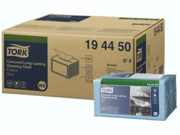 Aftørringsklud Tork W8 Premium Small Pack 30x38 cm blå - (8 pakker x 40 stk.)