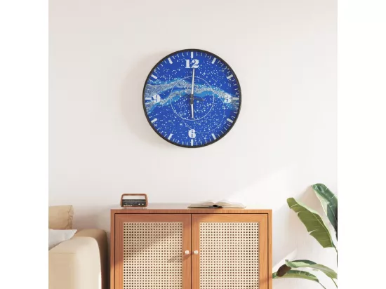 Horloge murale et échelles et aiguilles lumineuses bleu Ø30 cm