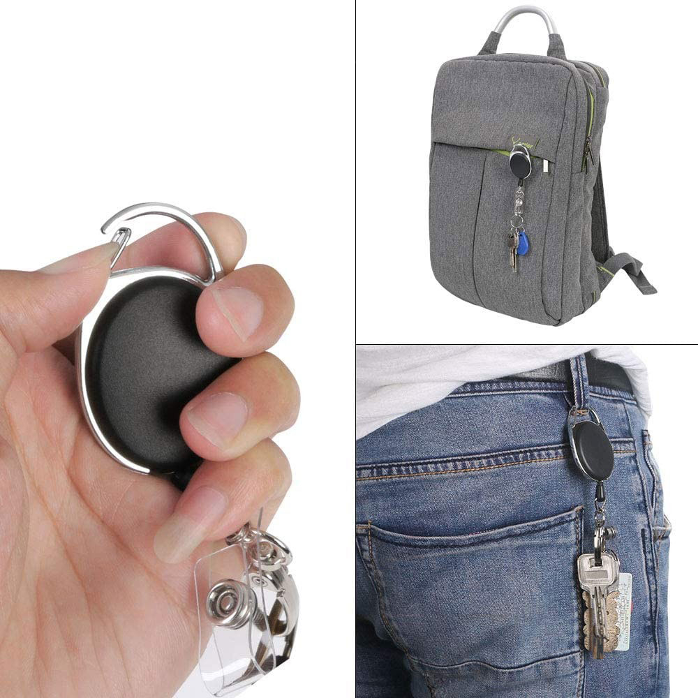 (3er Set) Anti-Lost Key-Bak Schlüsselanhänger mit Gürtelclip   Kartenhalter - Schwarz / Silber