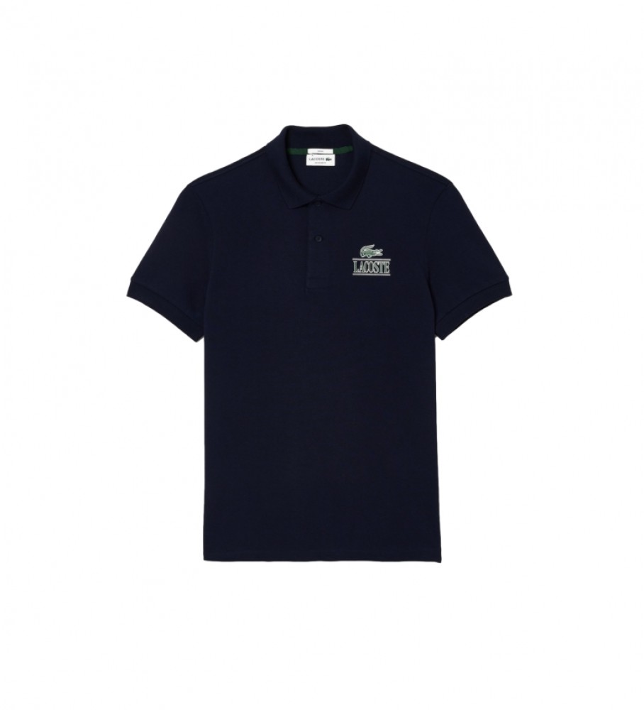 Polo Lacoste em piqué azul marinho