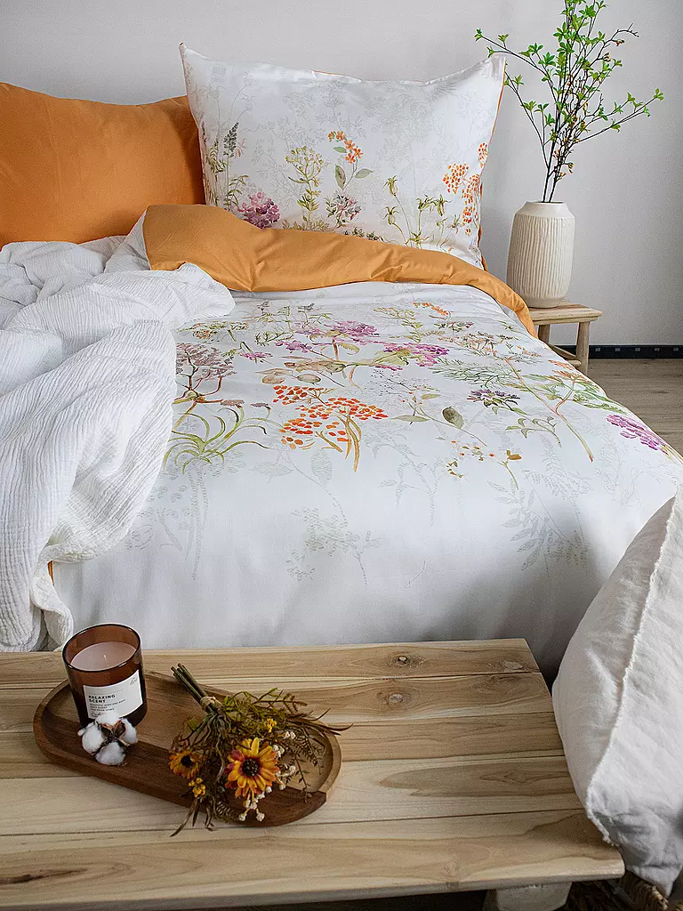 FLEURESSE Satin Bettwäsche 70x90cm/140x200cm BED ART Zimt orange