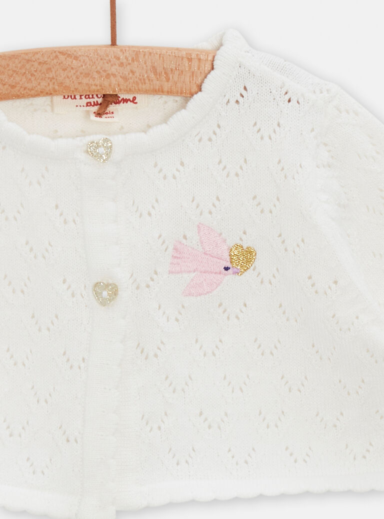 Cardigan cérémonie écru en tricot pour bébé fille