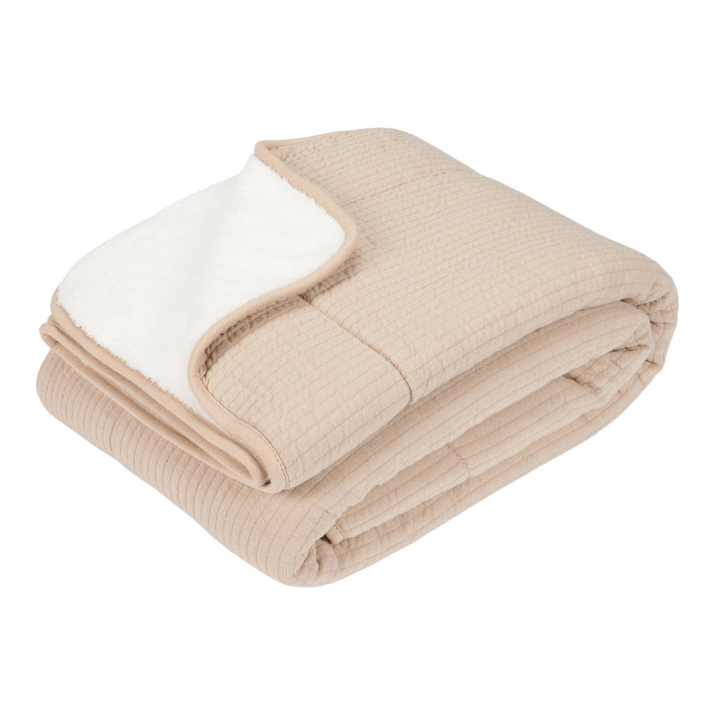 wiegdeken met teddy Pure Beige