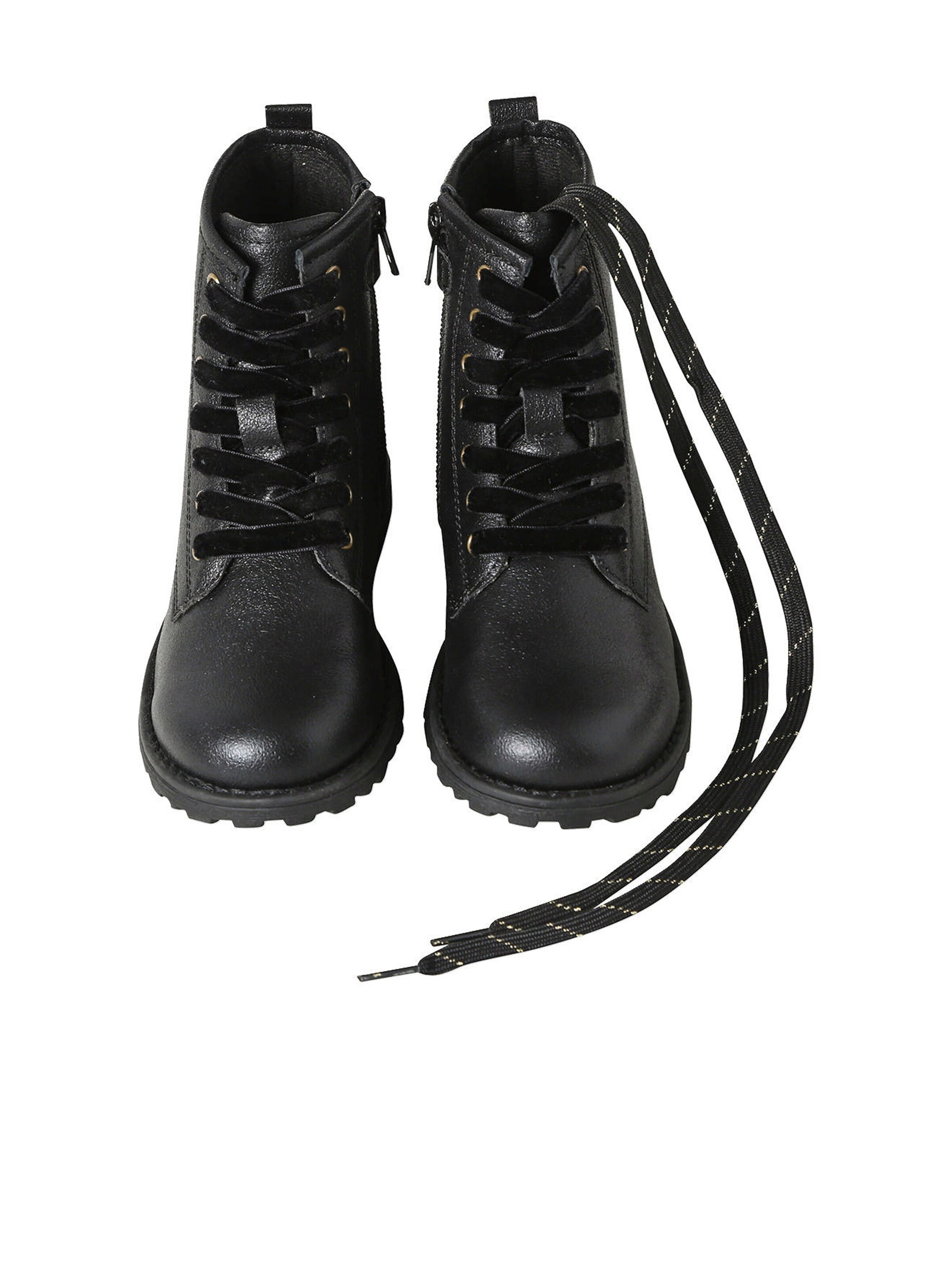 Vertbaudet Mädchen Lack-Boots mit Schnürung und Reißverschluss set schwarz