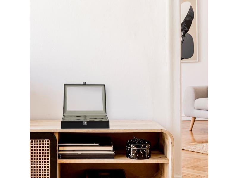 relaxdays Brillenbox für 8 Brillen 8 cm, Schwarz Brillenkasten