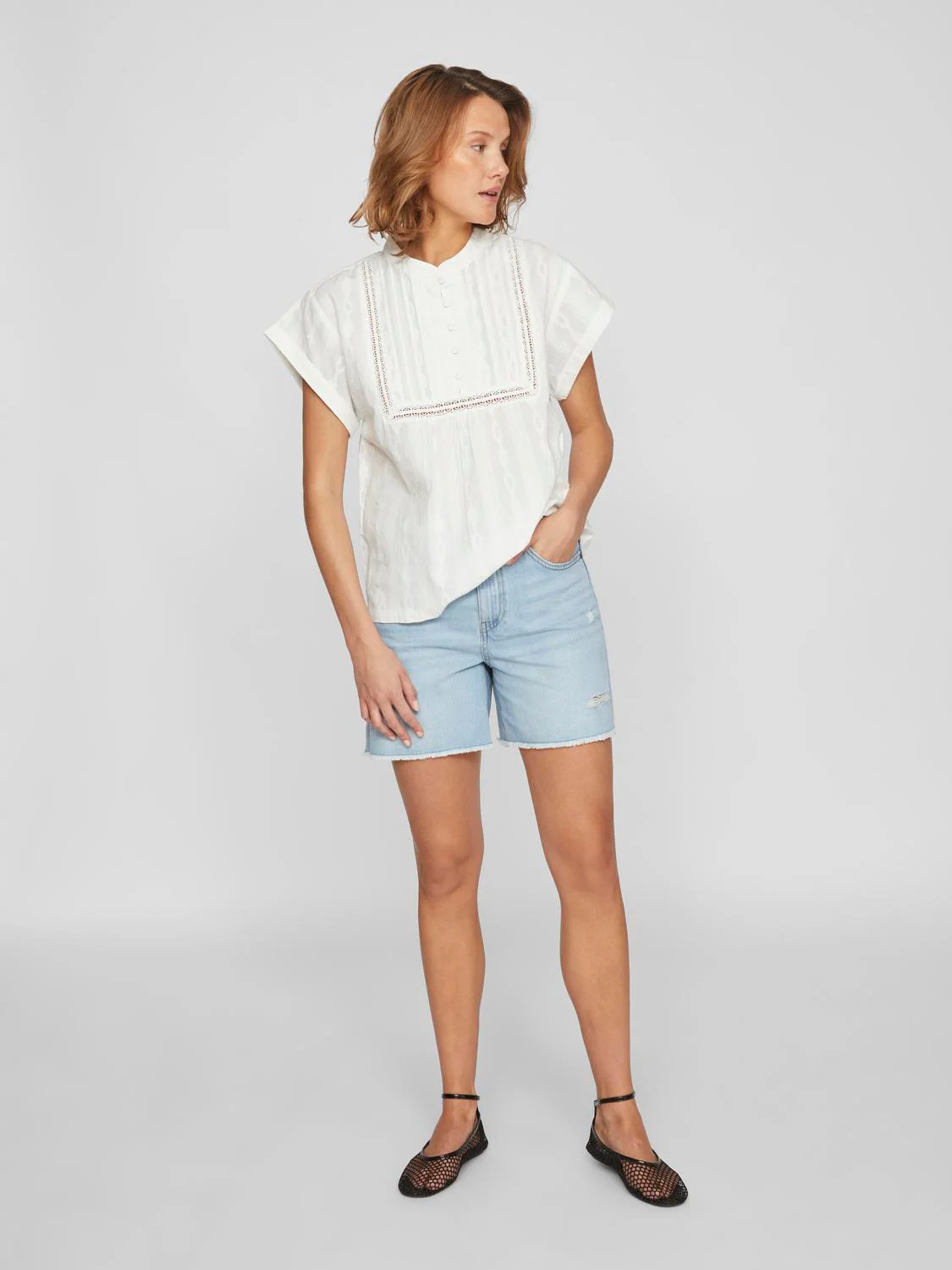 Vila  Viomma S/S top - Cloud Dancer