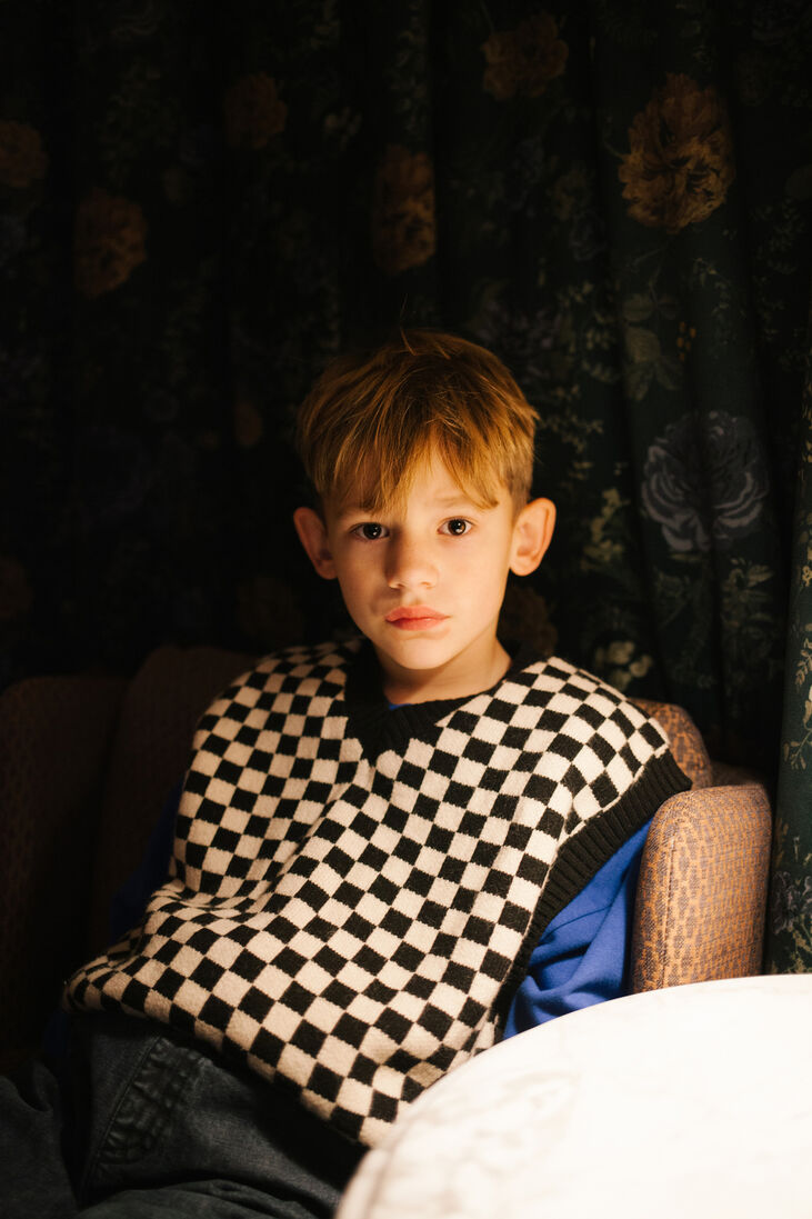 DAILY BRAT zwarte daily brat trui checked walker spencer