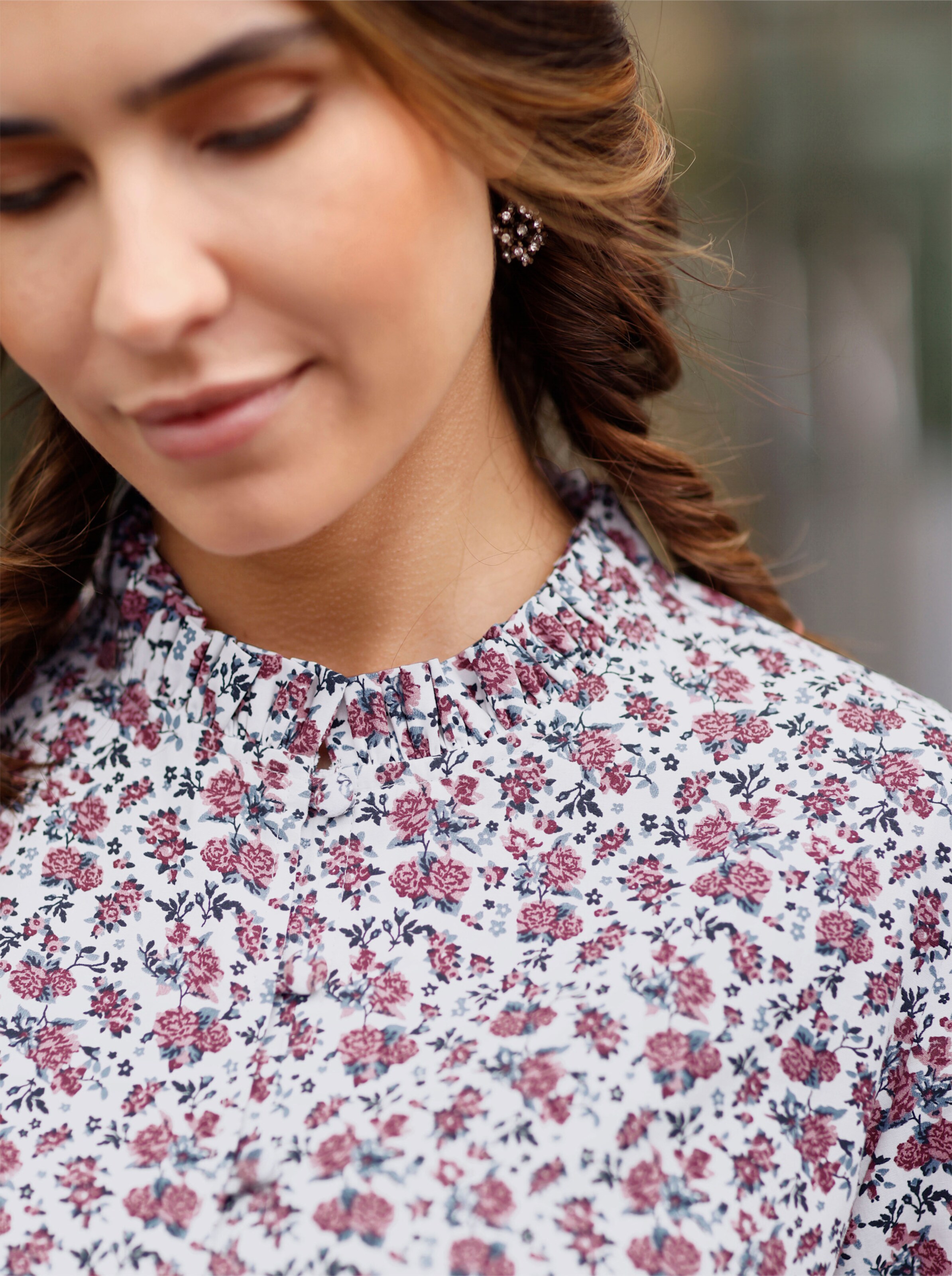 Langarm-Bluse mit Blümchen-Druck