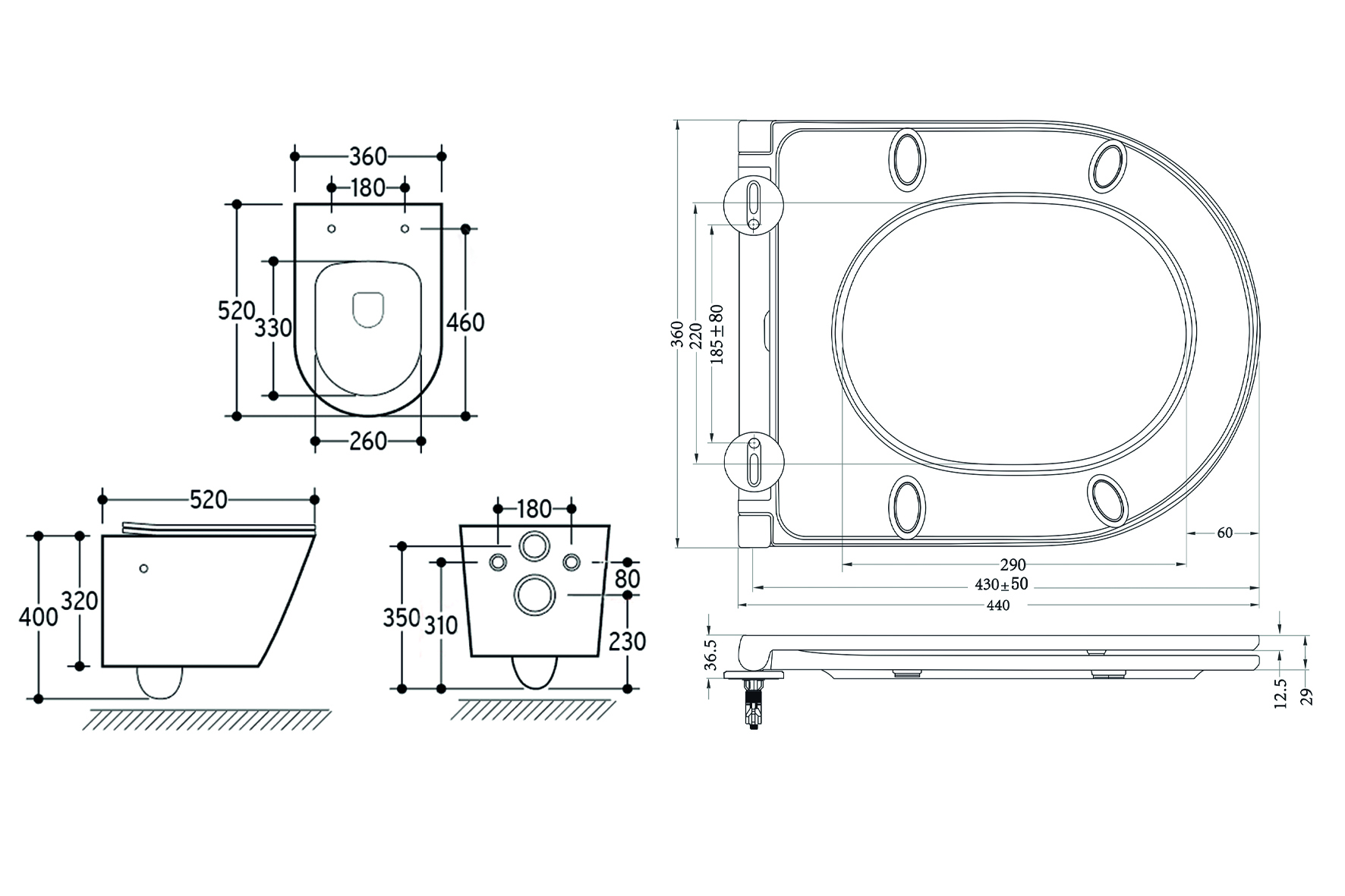 Mueller Afesta randloos toiletpot met bidetsproeier koud en platte softclose zitting wit glans