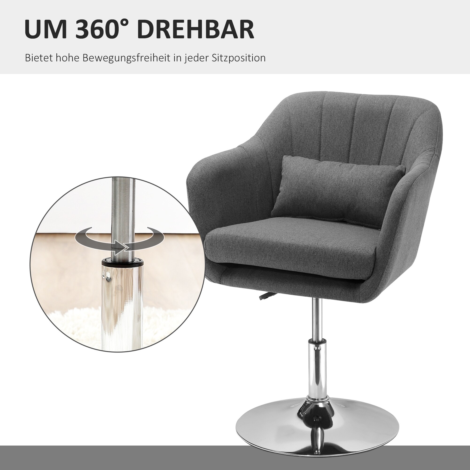 HOMCOM Bürostuhl im schlichten Design 57 x 57 x (77,5-87) cm (BxTxH)