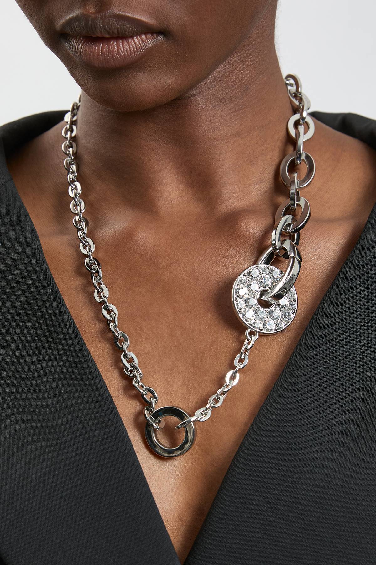 KarenMillen Collier Chaîne À Anneaux Cristallisés
