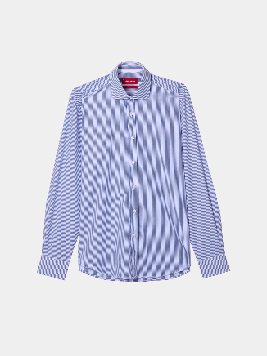 Camisa de riscas slim fit em popelina