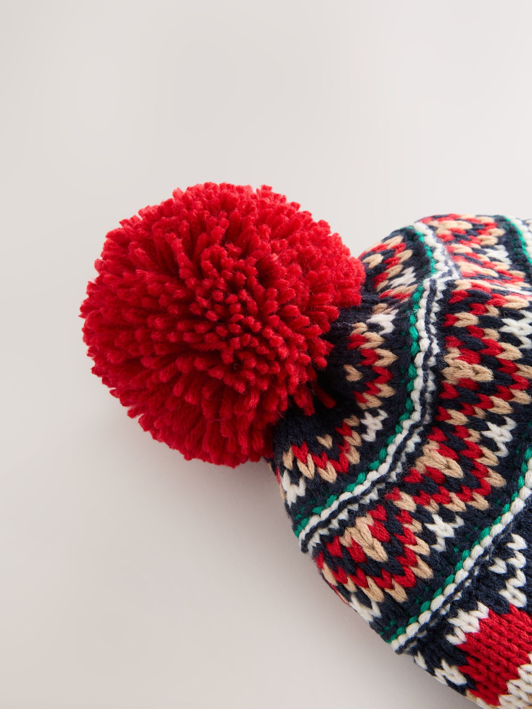 Marineblauw/Rood Fairisle-patroon met rendierprint - Incahoed (3 mnd - 13 jr)