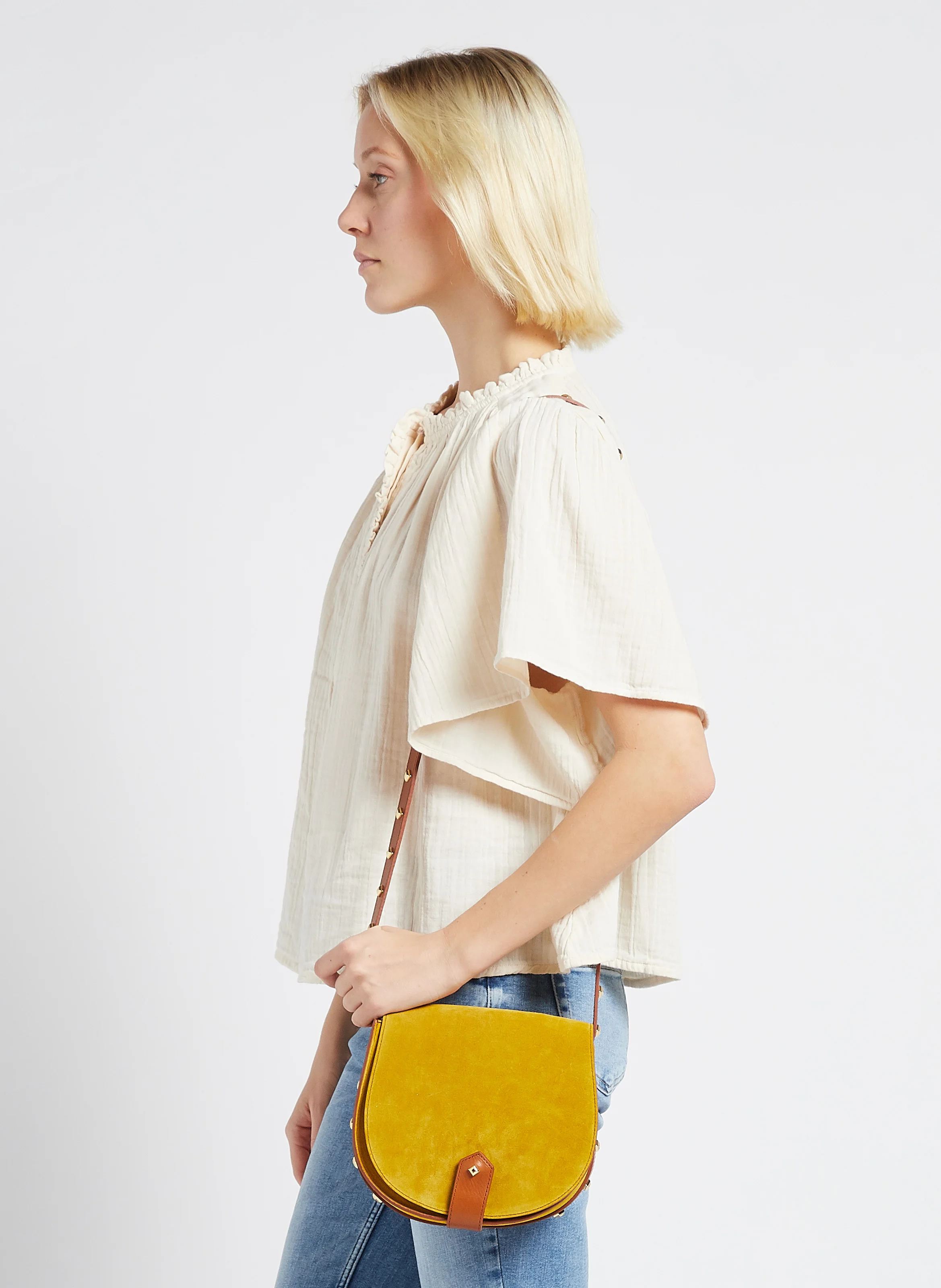 LE MAMOUR - Sac bandoulière en cuir bi-matière| Multicolore