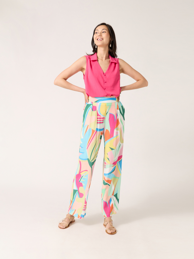 Top col chemise sans manches