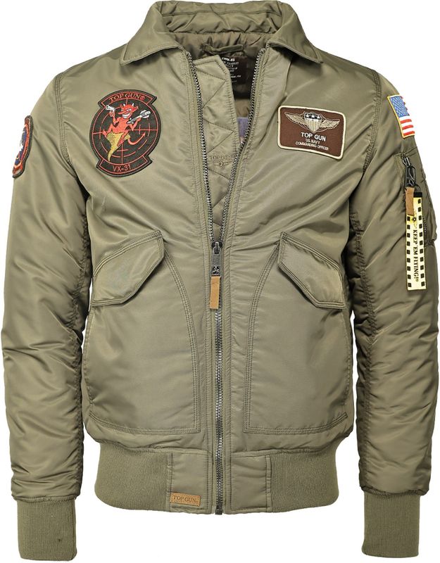TOP GUN Tussenjas  olijfgroen / gemengde kleuren