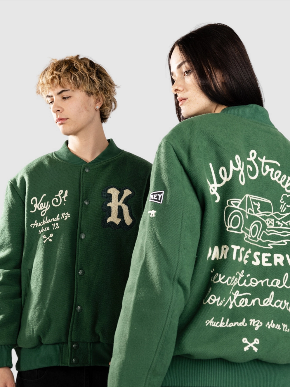 Key Street Work Varsity Jacket green