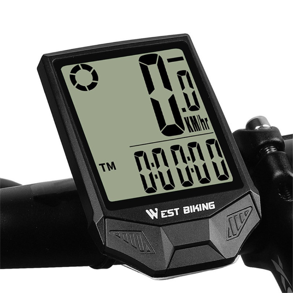 Digitaler Fahrrad Computer Tacho Geschwindigkeitsmesser Kabelloser Kilometer Zähler mit Verlängerter Halterung - Schwarz