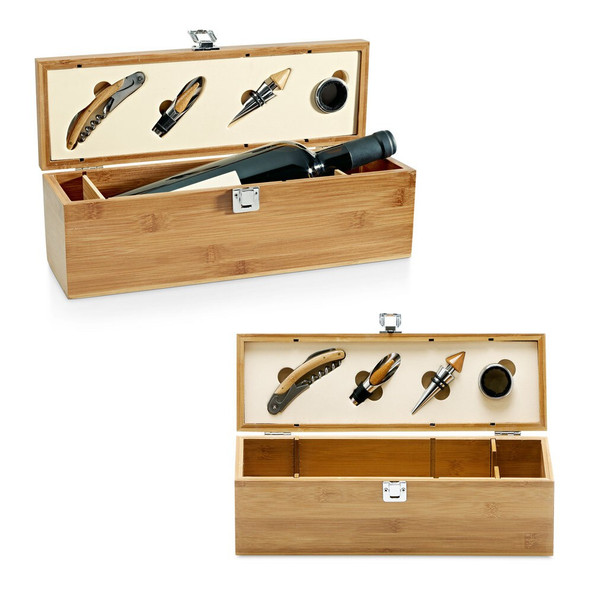 hi!dea 94189 - Set à vin en bambou, zinc et acier inoxydable
