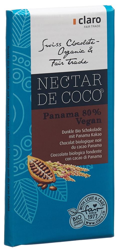 CLARO Nectar de Coco Panama 80% Tafel Bio 100 g