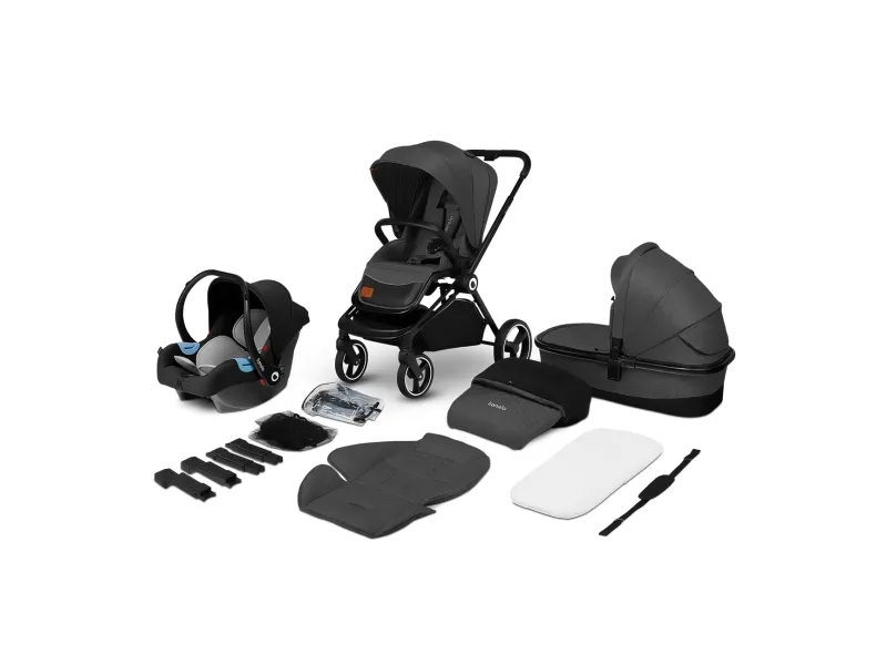 Lionelo 3 In 1 Strollers - Lo-Mika 3 In 1 Grey Graphite