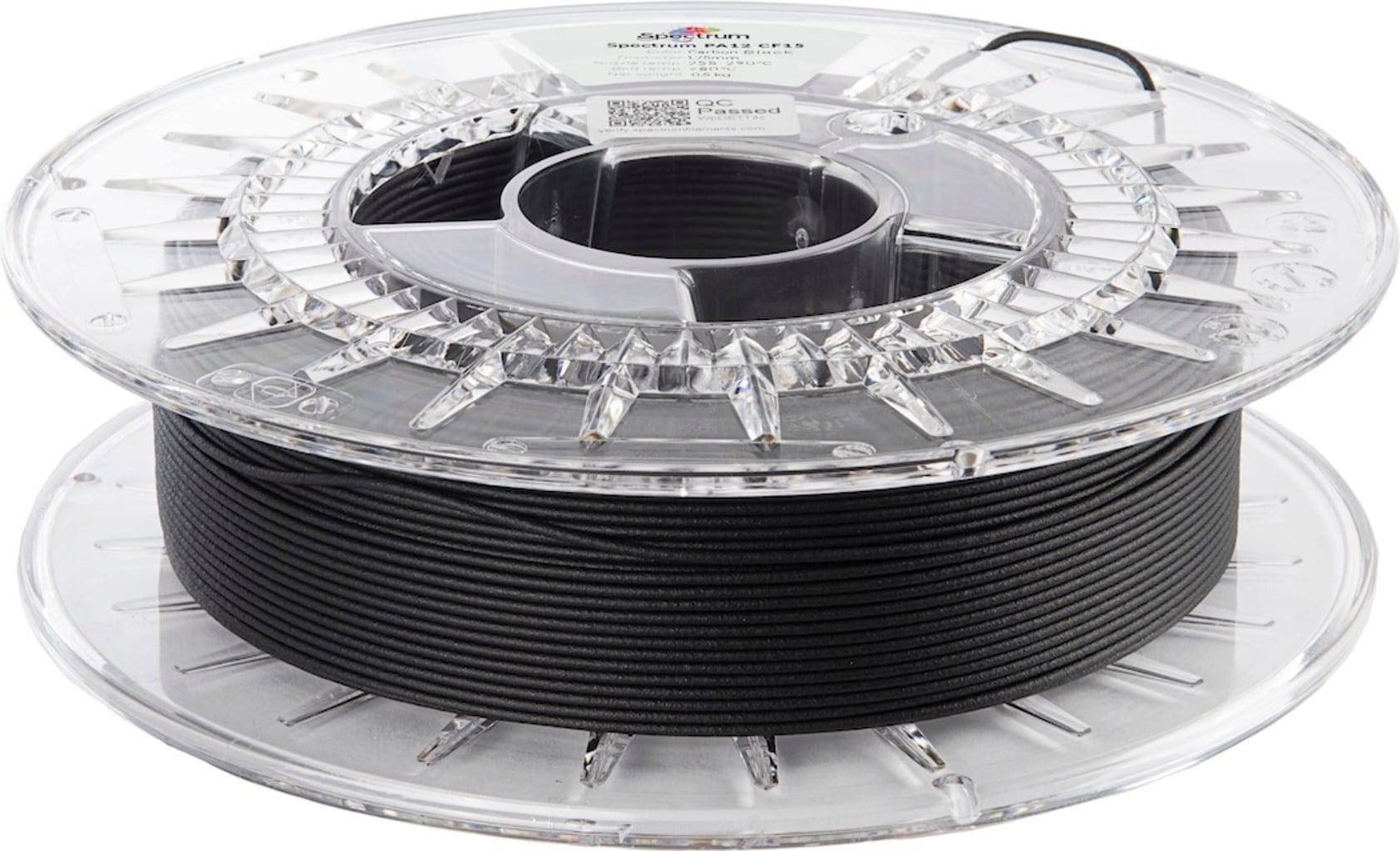 Spectrum  PA12 CF15 Carbon Black, 1,75 mm / 500 g    Mit 15 % Kohlefasern verstärktes Nylon in Carbon Black