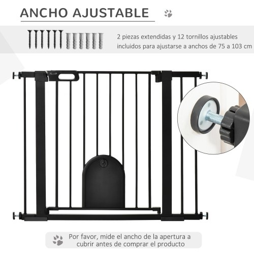 Barreira de segurança para animais de estimação PawHut, preta