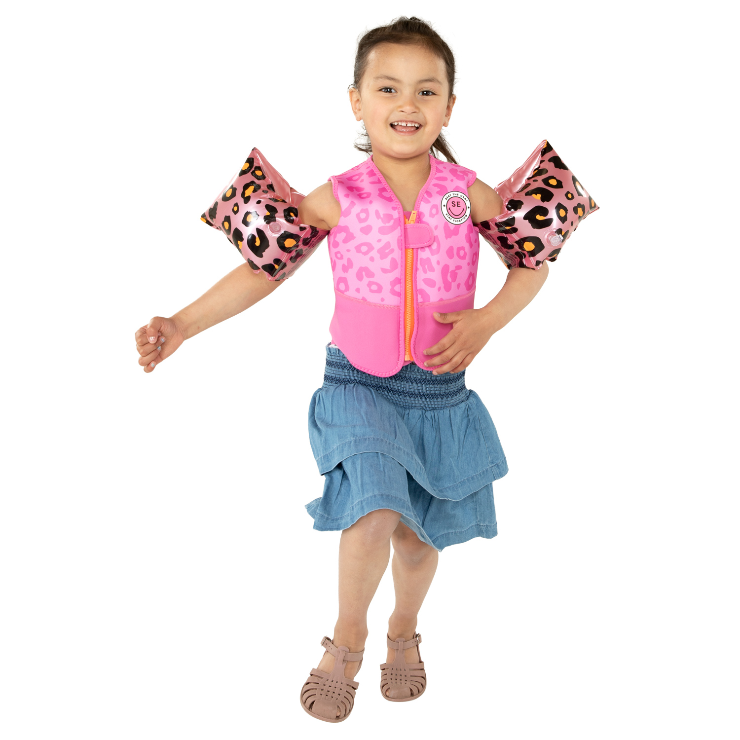 Swim Essentials Zwembandjes Panterprint Rose Goud, 2-6 jaar