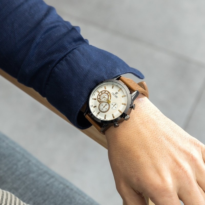 Montre Homme CHTIME bracelet Cuir Noir