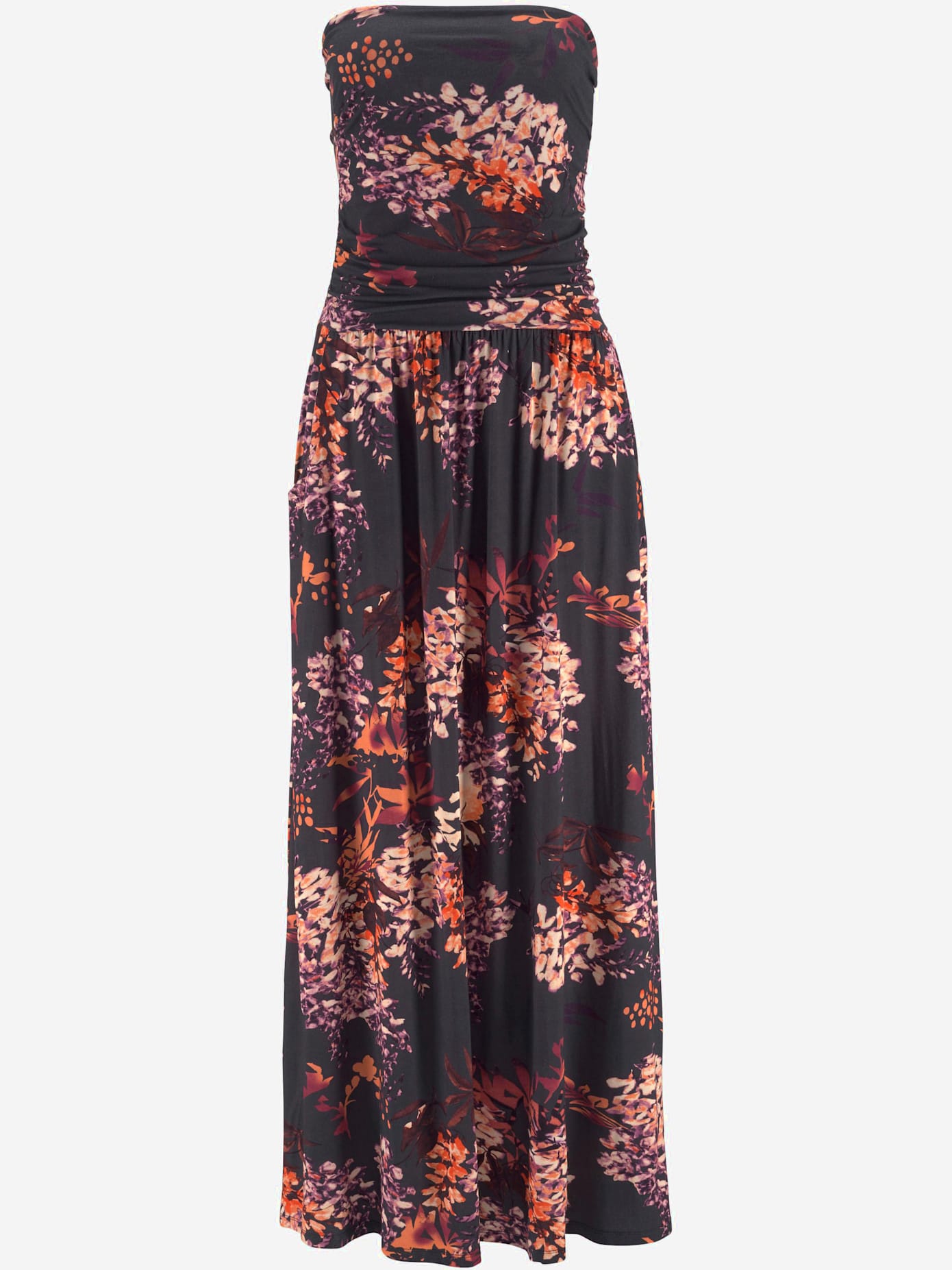 Robe longue bandeau, encolure élastiquée