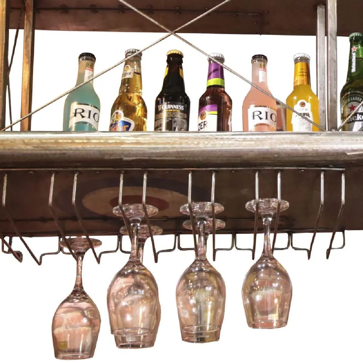 ANTIC LINE CREATIONS Demi-avion avec support à verres - Jaune