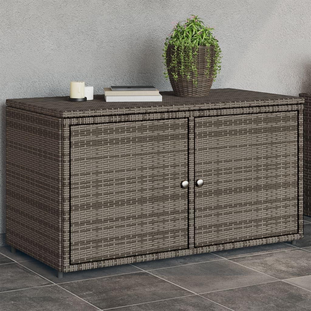 Tidyard Gartenschrank, Geräteschrank, Beistellschrank, Balkonschrank Terrassenschrank, Grau 110x55x60,5 cm Poly Rattan