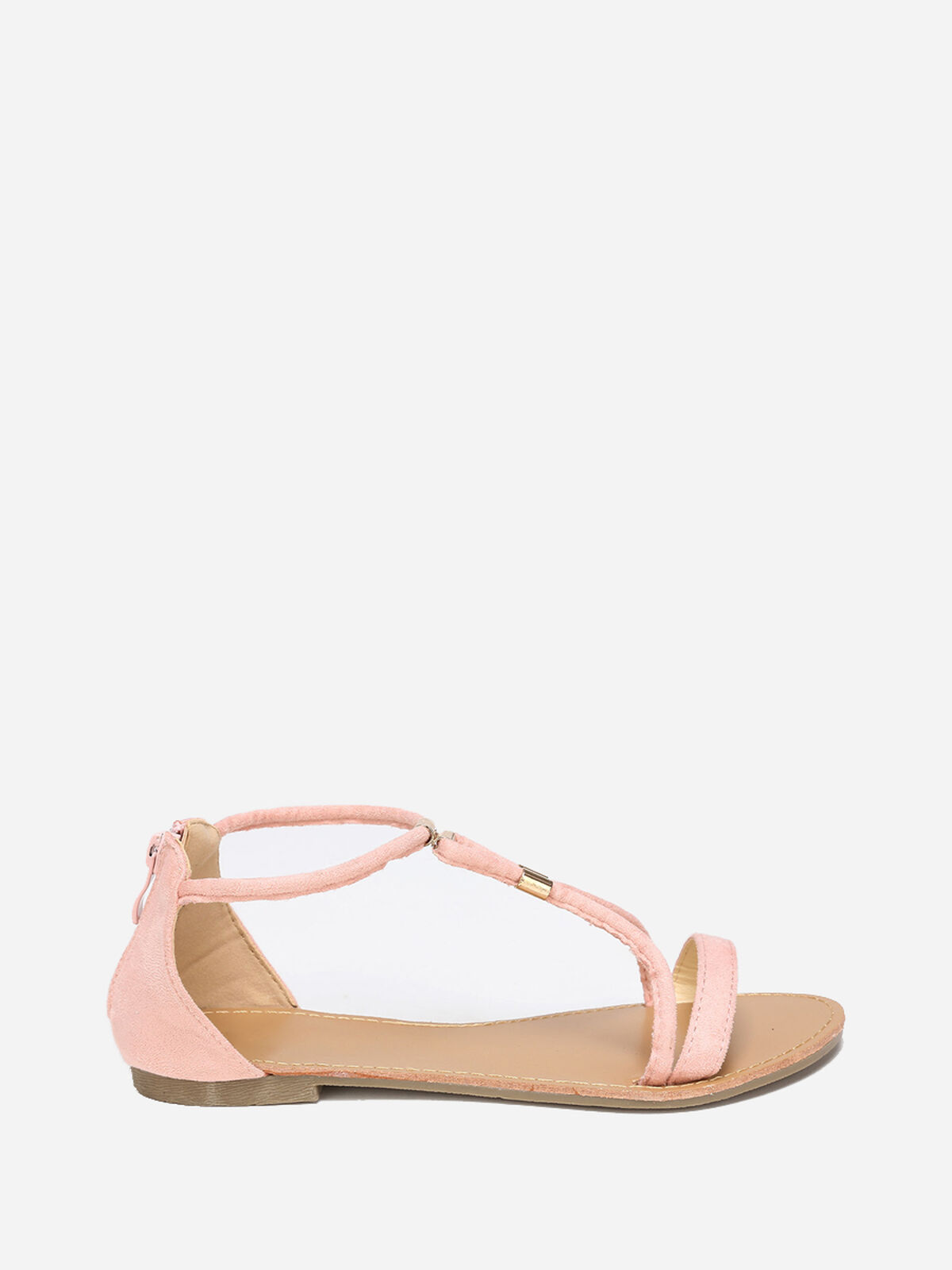 Sandales poudré à brides détails métallisés- Rose