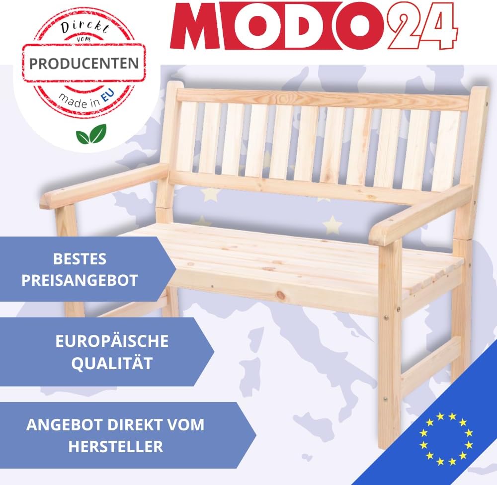 Gartenbank aus Holz, Parkbank, Gartenmöbel, Sitzbank, Bank Friesenbank, Holzbank, 3-Sitzer, In- & Outdoor, FSC-Holz, Abmessungen 90x154x70 cm, Farbe: Grau