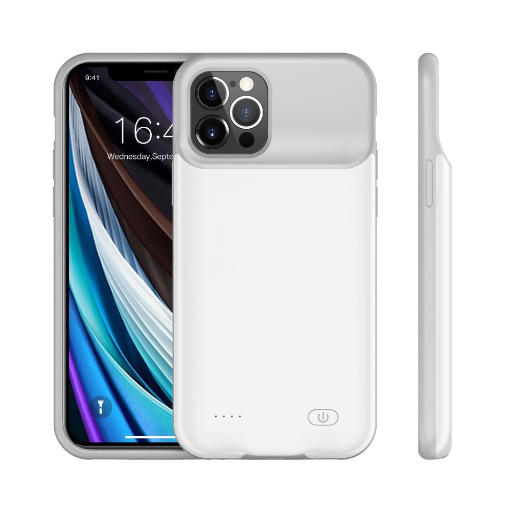 iPhone 12 / iPhone 12 Pro Backpack Akku Case (7000mAh) Schutzhülle - Weiss / Grau