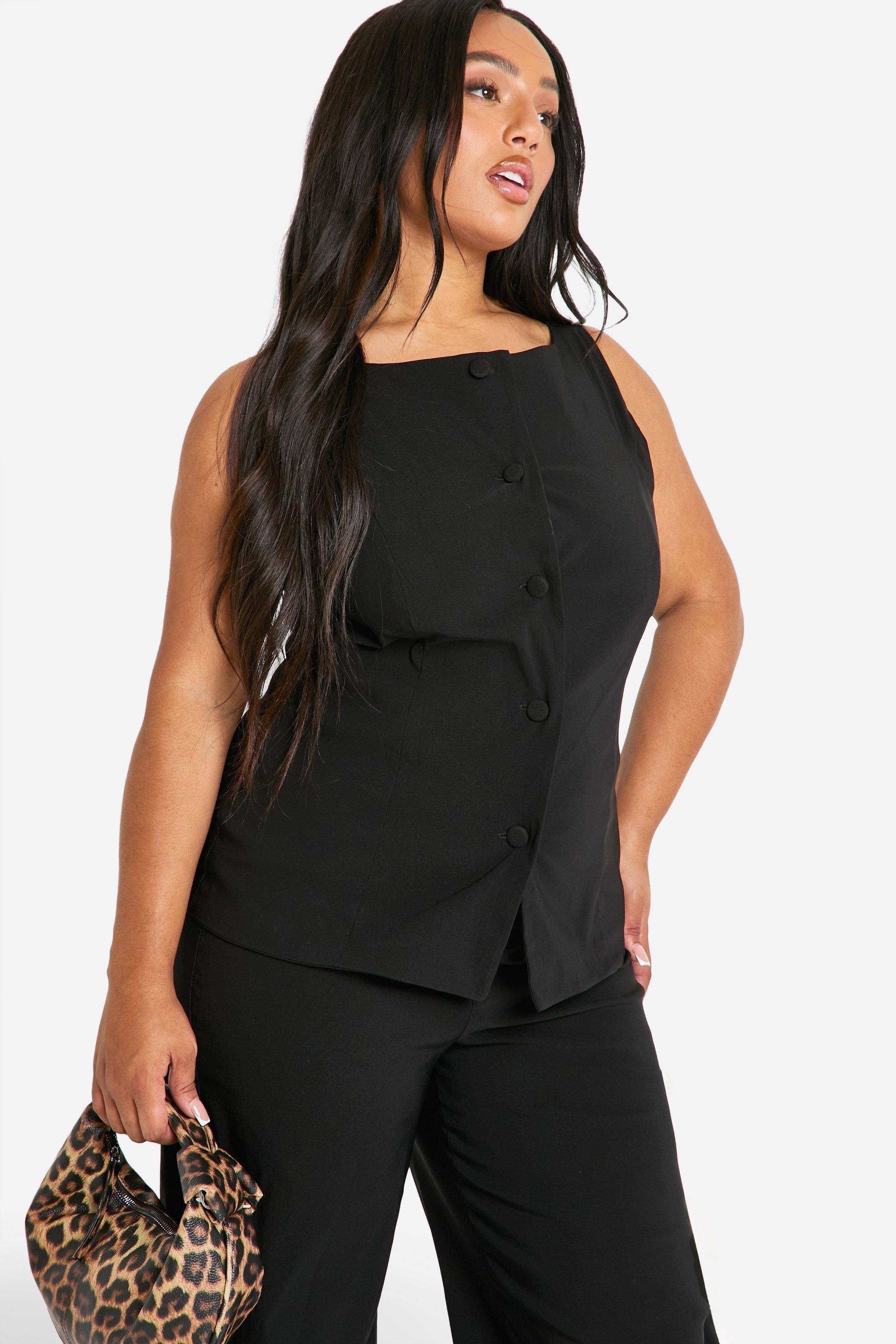 boohoo Plus Super Stretch Gilet à Ligne Longue Ajusté & Pantalon à Jambes Larges
