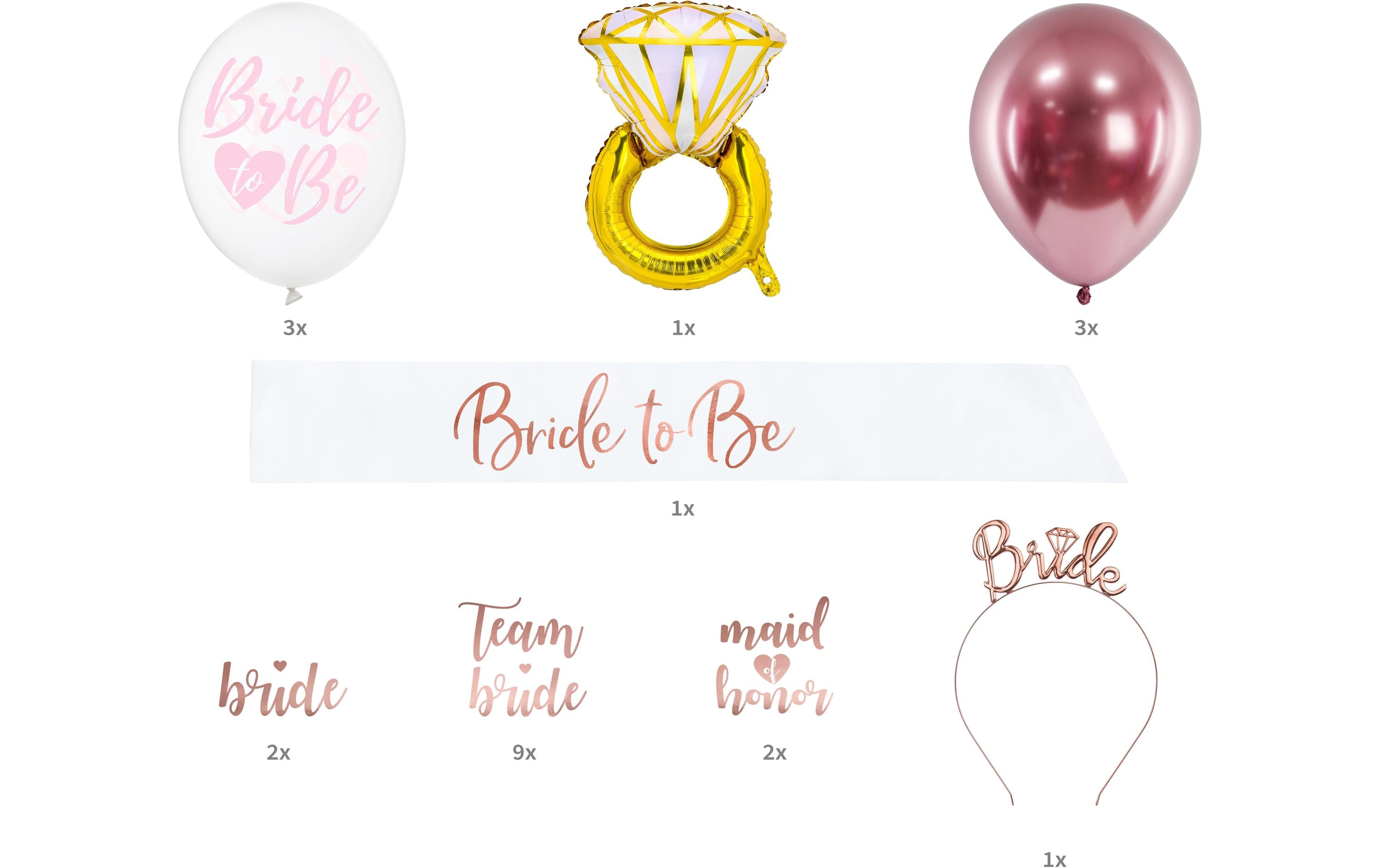 Partyset Bride to Be Mix 23 Stück, RosaHochzeitsaccessoires-Set
