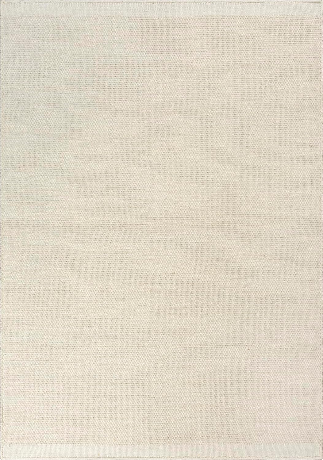 the carpet Deluxe Wool Handgewebter Wollteppich im natürlichen skandinavischen Boho-Look, Handarbeit für einen einzigartigen Stil, Creme, 240 x 340 cm