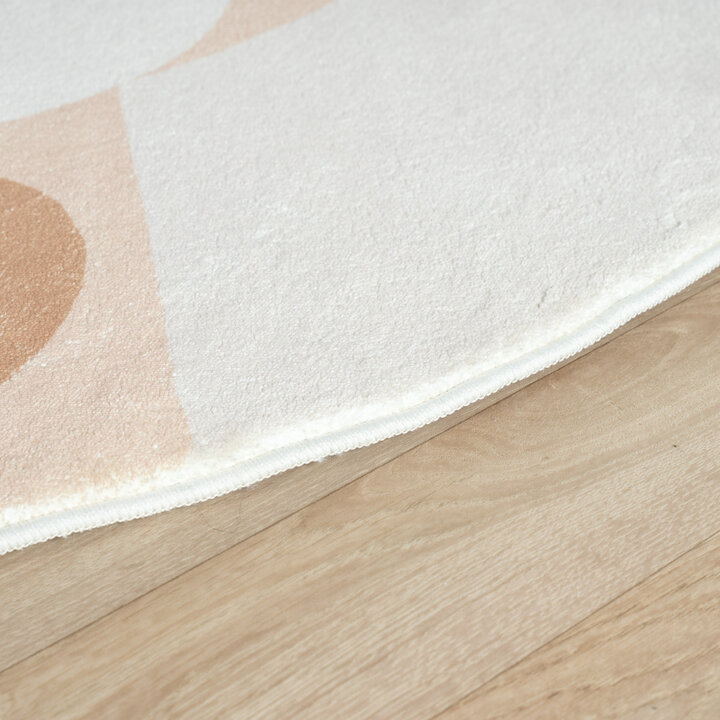 Rond wasbaar kindervloerkleed - Sammy Giraffe Beige