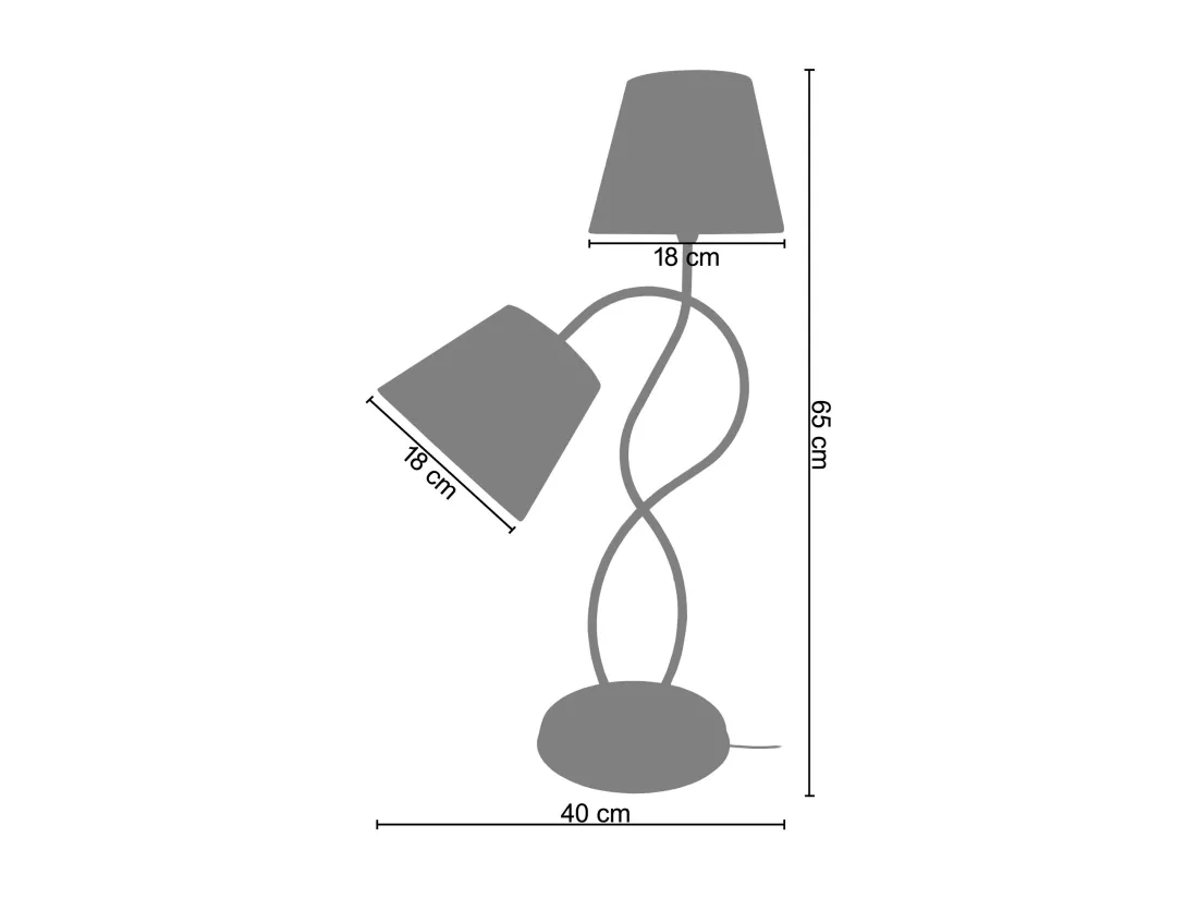 Lampe de chevet bras métal gris 65 cm.