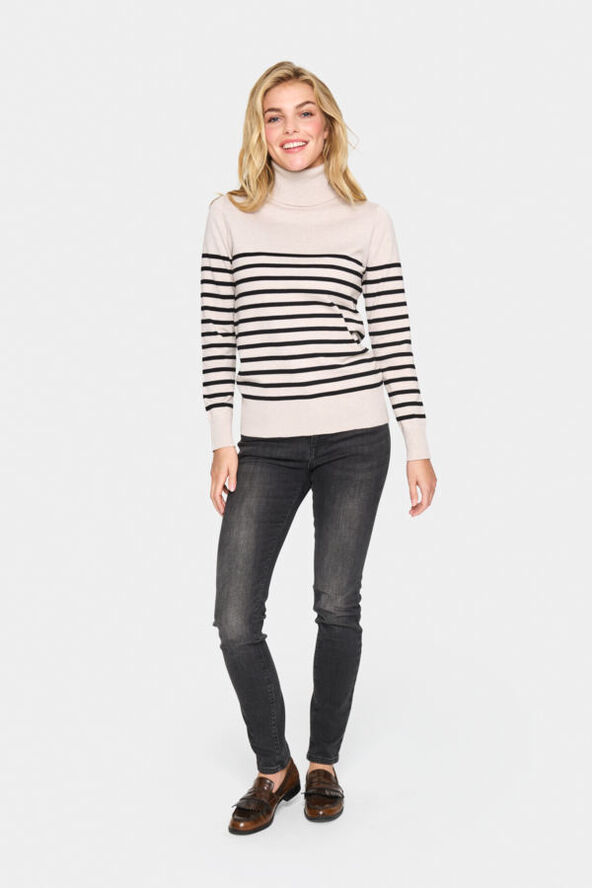 Saint Tropez MilaSZ St. Rollneck Pullover Gray morn mila stripe