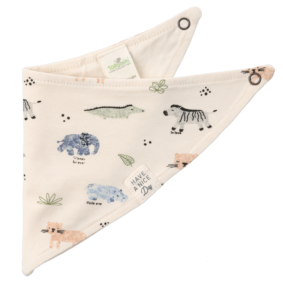 Topomini Pure Collection Baby Bandana mit Tier-Allover hellblau / weiss / bunt