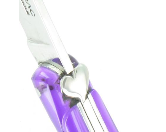 Laguiole 11 cm - manche Acrylique Violet - Coeur Couteau de poche par D'Albrac à Laguiole