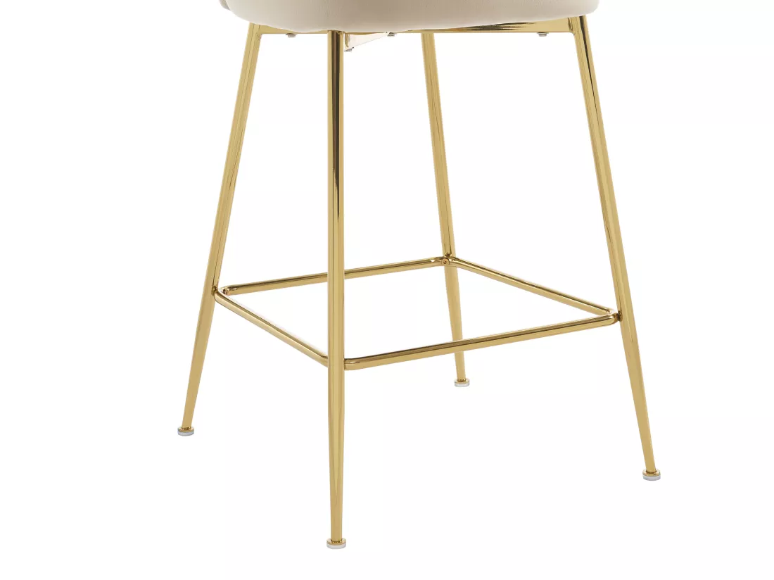Lot de 2 tabourets de bar en velours et métal doré - Beige - POLPONA de Pascal MORABITO