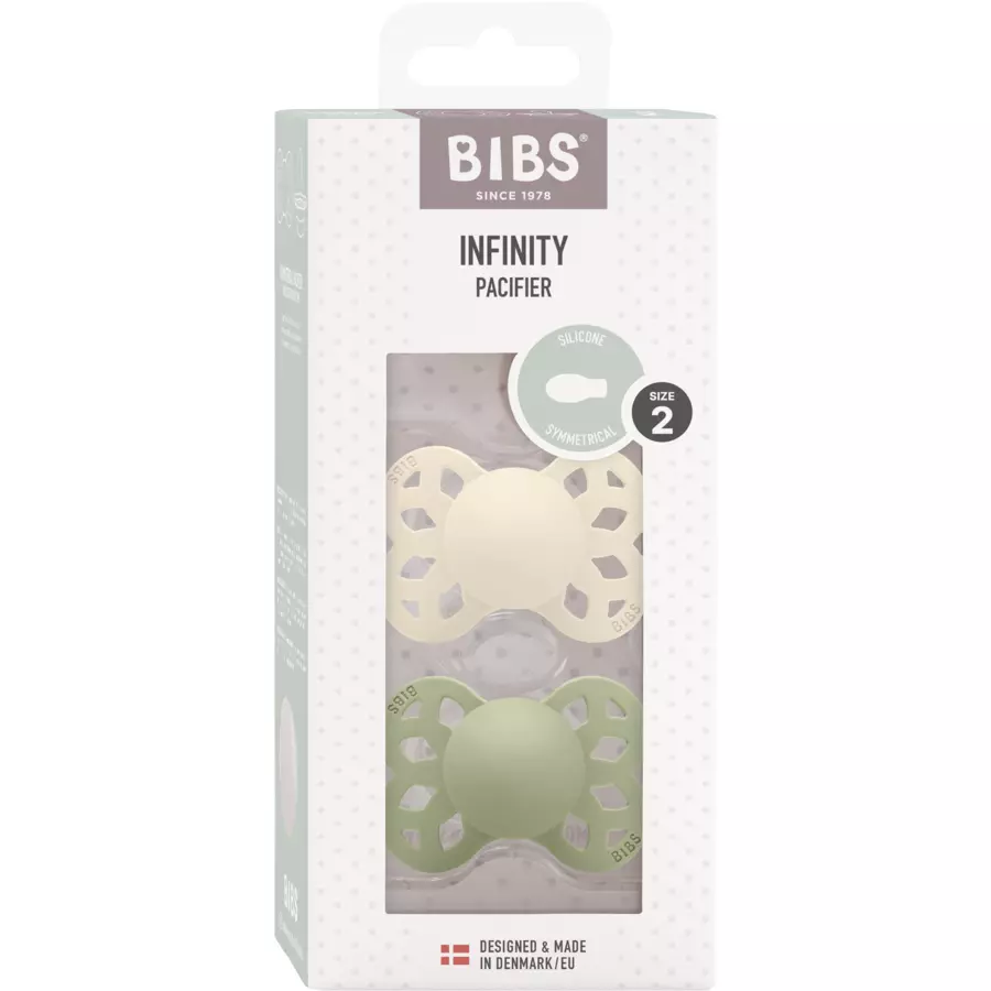 BIBS® Schnuller Infinity symmetrischer Sauger 6-18 Monate Ivory & Sage 2 Stk.