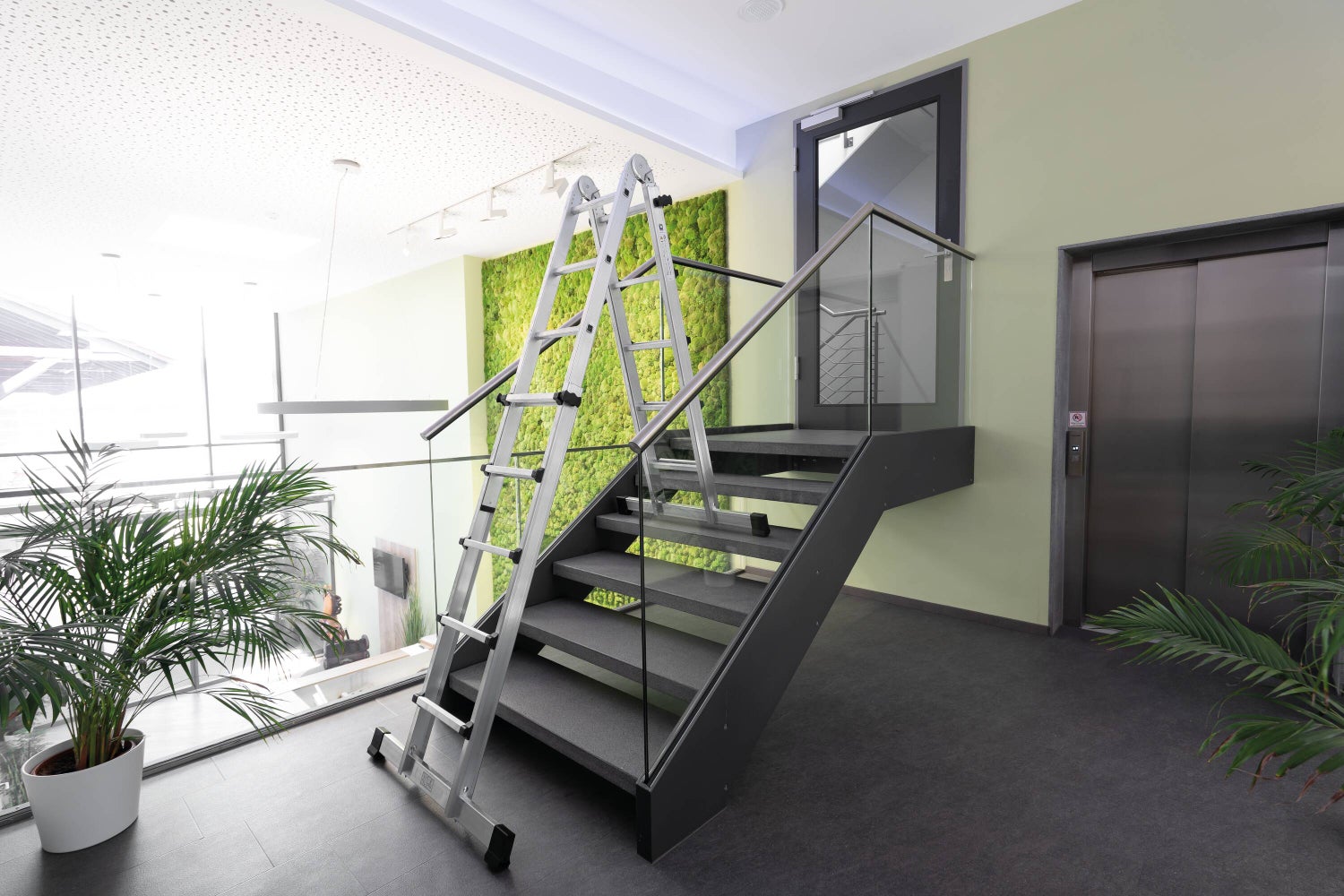 PROREGAL 4-delige telescopische ladder met dwarsbalk, 4 x 3 sporten