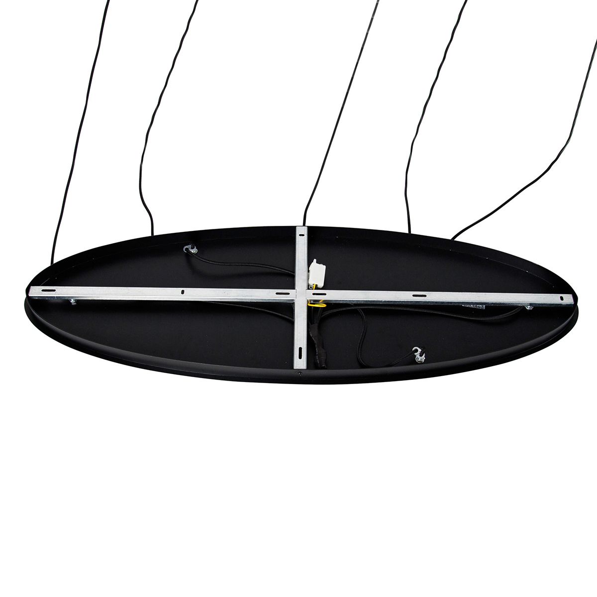 Smart hanglamp zwart met goud en smoke glas ovaal 5-lichts incl. 5 Wifi A60 - Zuzanna