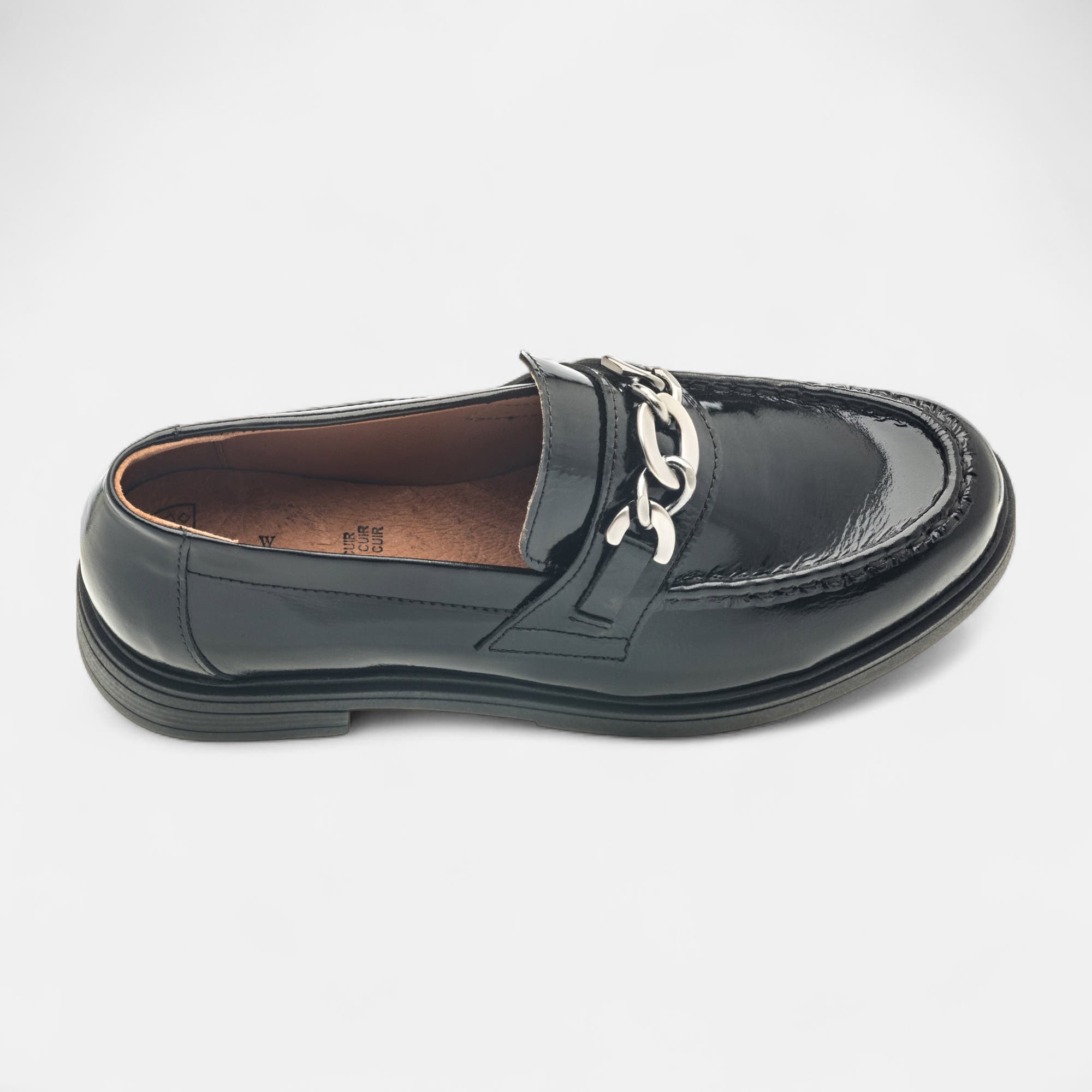 Mocassins Femme en cuir noir vernis