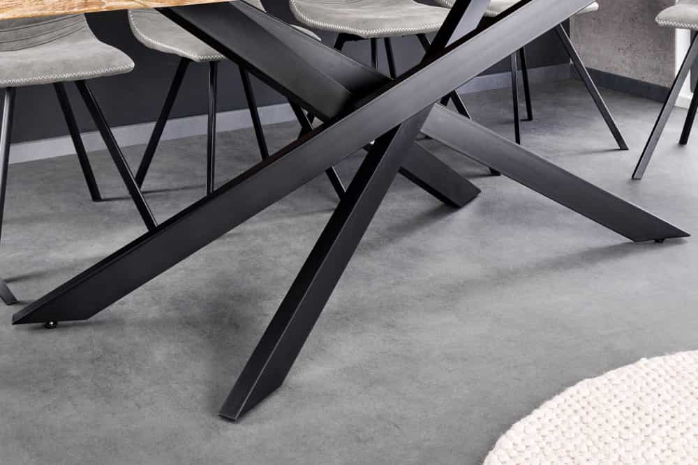Massivholz Esstisch MAMMUT 200cm Akazie schwarz Metall Baumkante 3,5cm Tischplatte